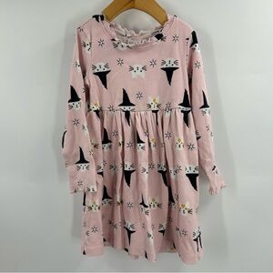 Hanna Andersson Pink Halloween Magic Cats Rib Knit Dress 100 CM US 4